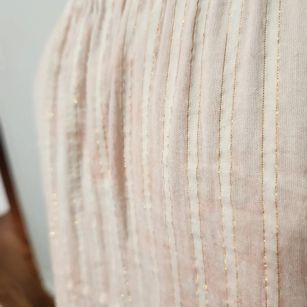 Cleobella Revolve Pink Cloud Cropped Ruffle Tie Front Top Shirt Puff Sleeve - Picture 6 of 13